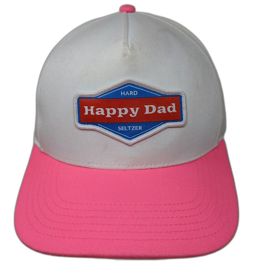 Happy Dad 5 Panel White Pink Blue Red One Size Hard Seltzer Logo Snapback Hat